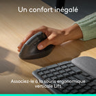 Logitech - Wave Keys Clavier ergonomique sans fil, repose-poignets rembourré - Graphite-Les pièces en plastique de Wave Keys contiennent du plastique recyclé post-consommation certifié (Graphite: 61%, Off-White: 46%) de plus, Wave Keys est certifié neutre en carbone