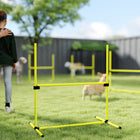 PawHut - Ensemble de 4 équipements d’agilité pour dressage de chien avec sac de transport, jaune-La barre inférieure est fixe pour assurer la stabilité sur tout type de surface 