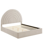 Modway - Solana Arqué Performance Velvet Lit plateforme Queen, Amande-Sellerie en velours Performance résistante aux taches