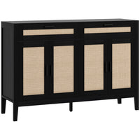 HOMCOM - Buffet 52,8 po L avec rangement - noir-2 tiroirs et des armoires avec étagères réglables sur trois niveaux offrent un vaste espace de rangement 