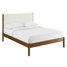 Modway - Olea Bois massif Boucle à touffes de canal Lit de plateforme King, Noyer plume-Soutient des matelas jusqu’à 10 pouces d’épaisseur