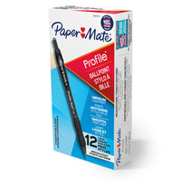Paper Mate - Stylo à bille Profile - 1,0 mm - noir - Paquet de 12-Noir