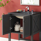 Modway - Steam 24" Vanette de salle de bain - Gris Noir-Plateau en céramique intégré