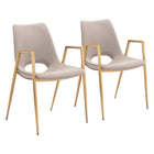 Zuo - Desi Chaise de salle à manger - Beige/Or - Ensemble de 2-Assemblage requis