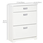 HOMCOM - Armoire à chaussures moderne avec 3 tiroirs pour 16 paires - blanc-Peut contenir jusqu’à 16 paires de chaussures de taille standard (CA homme taille 10,5)   