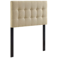 Modway - Emily Tissu rembourré Tête de lit jumelée, Beige-Tête de lit élégamment touffée à boutons