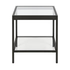 Hudson&Canal - Table d'appoint carrée Alexis de 50 cm de largeur par - Bronze noirci-Dispose d'un plateau en verre trempé