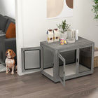 PawHut - Table de chevet pour animal avec coussin résistant à l’eau, double porte - gris-Deux portes facilitent l'entrée et la sortie 