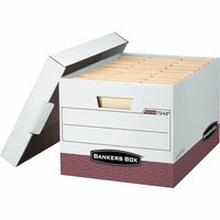 Boîte de rangement à usage intensif Bankers Box R-Kive Lettre/Légal - Rouge - paquet de 12-Parois à double épaisseur sur la longueur, à triple épaisseur sur la largeur et avec un double fond pour résister aux manipulations fréquentes.
