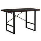 Monarch Specialties - 7311 Bureau 48 po L - Espresso/Metal Noir-Bureau d'ordinateur d'inspiration industrielle avec un dessus de bureau à panneaux épais au fini brun foncé espresso