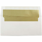 JAM Paper - Enveloppes d'invitation doublées de feuille d'aluminium - 3 7/8 x 8 1/8 - blanches avec feuille d'or - Paquet de 50- Doté d'une finition en papier lisse et d'une doublure en aluminium brillant pour ajouter une touche de couleur à tout envoi
