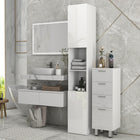 Kleankin - Armoire de salle de bain haute brillance avec porte et étagères - blanc-Le design très brillant ajoute une touche de couleur élégante à votre intérieur 
