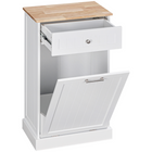 HOMCOM - Buffet bas à poubelle basculante 10 gallons avec bac caché et tiroir - blanc-Porte à ouverture inclinée pour une ouverture facile d’une seule main et un accès pratique à la poubelle 