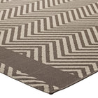 Modway - Optica Chevron avec bordures d’extrémité intérieures et extérieures Tapis de 5 pi l x 8 pi L - Beige clair et beige foncé-Résistant aux taches / Facile à nettoyer
