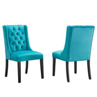 Modway - Baronet Performance Velvet Chaises de salle à manger Ensemble de 2 - Bleu-Cadre en bois massif