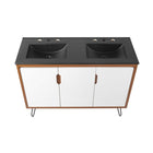 Modway - Energize Double évier 48" Vanette de salle de bain - Noir blanc cerise-Matchs non inclus