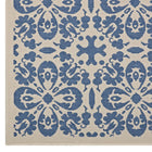 Modway - Ariana Treillis floraux vintage à l’intérieur et à l’extérieur Tapis de 5 pi l x 8 pi L - Bleu et beige-Polypropylène 100% doux