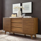 Modway - Render Table buffet de buffet de 63 po ou Meuble TV, Noyer-Stratifié lisse à grain de bois