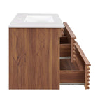Modway - Render Support mural de 36" Vanette de salle de bain - Blanc noyer-Tiroirs à extension complète