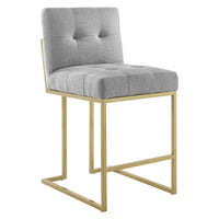 Modway - Privy Acier inoxydable doré Tissu rembourré Tabouret de comptoir - Or gris clair-Tabouret de comptoir de cuisine Glam Deco