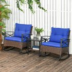 Outsunny - ensemble de 3 pièces fauteuils à bascule avec coussins rembourrés-Livré avec des coussins d'assise et de dossier rembourrés pour une expérience d'assise confortable 
