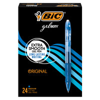 BIC - Stylos Gelocity à encre gel - rétractables - 0,7 mm - bleu - paquet de 24-Stylo gel à l’écriture fluide, idéal pour toutes les occasions