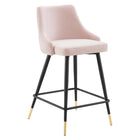 Modway - Adorn Performance Velvet Tabouret de comptoir - Rose - Ensemble de 2-Jambes noires effilées