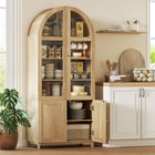 HOMCOM - Armoire de cuisine haute arquée 71 po - chêne-Les armoires supérieures et inférieures spacieuses assurent une organisation sans encombrement 