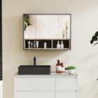 HOMCOM - Armoire à pharmacie murale de salle de bain avec miroir - gris-Design sans poignée pour un aspect épuré 