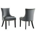Modway - Marquis Performance Velvet Chaises de salle à manger Ensemble de 2 - Gris-Cadre en bois massif