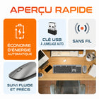 Delton - Ensemble clavier et souris sans fil ultra-fin K100 - argent-Cette souris sans fil ne pèse que 54 g et, grâce à ses dimensions confortables (10,7 cm de long x 6,1 cm de large), elle garantit une maniabilité et un contrôle aisé.