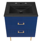 Modway - Daybreak 24" Vanette de salle de bain - Bleu Noir-VANITÉ DURABLE - Cette vanité est fabriquée en caoutchouc, MDF et particules avec une finition mate, et comprend un évier en céramique avec un comptoir intégré et des trous de robinet centraux de 8"