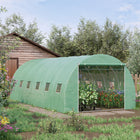 Outsunny grande serre de marche 20 pi x 10 pi x 6,6 pi avec fenêtres et porte, vert-Accédez facilement à vos plantations grâce à une porte à enroulement extra-large avec fermeture éclair (seulement 1 côté)  
