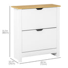 HOMCOM - Armoire à chaussures étroite avec 2 tiroirs basculants et étagère réglable pour entrée - blanc-Revêtement en mélamine sur la surface du panneau de particules pour un nettoyage facile 