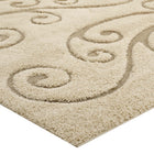 Modway - Jubilant Pousse à la Vigne Défilante Tapis de comédie 8 pi l x 10 pi L - Crème et beige-Résistant aux taches / Facile à nettoyer