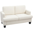 HOMCOM - Canapé 54,3 po deux places avec coussins - blanc crème-Texture douce et moelleuse en chenille pour une assise confortable 