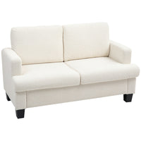 HOMCOM - Canapé 54,3 po deux places avec coussins - blanc crème-Texture douce et moelleuse en chenille pour une assise confortable 