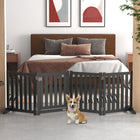 PawHut - Barrière pliante pour chien à 4 panneaux avec porte - noir-Deux supports supplémentaires pour une stabilité accrue 