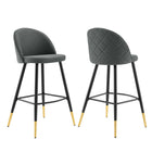 Modway - Cordial Tissu Tabourets de bar - Gris - Ensemble de 2-Tabourets de bar rétro modernes