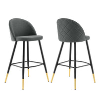 Modway - Cordial Tissu Tabourets de bar - Gris - Ensemble de 2-Tabourets de bar rétro modernes