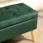 HOMCOM - Banc ottoman de rangement rembourré - vert foncé-Utilisation polyvalente comme repose-pieds, banc de couloir ou bout de lit pour sublimer la décoration   