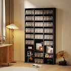 HOMCOM - Armoire de rangement multimédia à 9 niveaux - 68.9 po H - noir-Couleur : Noir