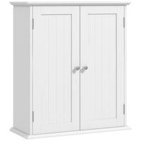 HOMCOM - Armoire à pharmacie avec étagère réglable et 2 portes - blanc-Le design mural permet d’économiser un espace précieux au sol dans n’importe quelle pièce