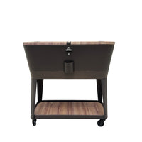 Permasteel - Glacière de patio 80 pintes - Effilée - Grain de bois - Garniture brune-Structure en acier peint par poudrage