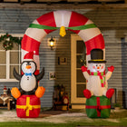 Outsunny - Arche gonflable de bonbons de Noël de 9' avec pingouin - bonhomme de neige - boîte cadeau LED - Blanc-Les lumières LED blanches créent un effet jovial, magique et accrocheur 