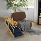 PawHut - Escalier pour chien - réglable, pliable avec tapis antidérapant-Facilement pliable pour un rangement et un transport compacts 