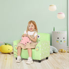 Qaba - Canapé pour enfants, fauteuil avec accoudoirs pour la maternelle, canapé pour tout-petits pour chambre d’enfant, jardin d’enfants avec motif animal mignon - vert-Structure en bois d'eucalyptus assurant une rigidité et une solidité optimales  
