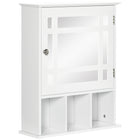 Kleankin - Armoire de salle de bain murale avec miroir et trois étagères - blanc-Conception murale prenant peu de place 