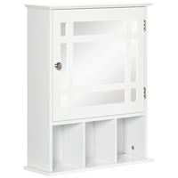 Kleankin - Armoire de salle de bain murale avec miroir et trois étagères - blanc-Conception murale prenant peu de place 