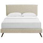 Modway - Amaris Tissu Lit à plateforme Queen avec pieds ronds et écartés, Beige-Montures en quatre emplacements